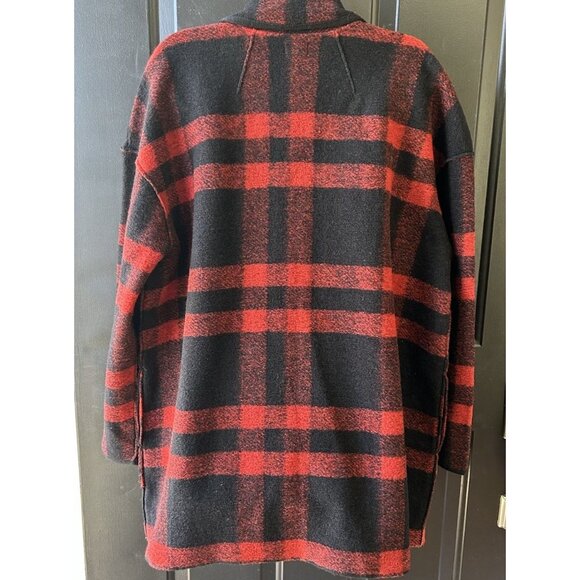 Aspen Buffalo Plaid Wool Open Front Coat Jacket Women's Size Large Red/Black - Picture 6 of 9